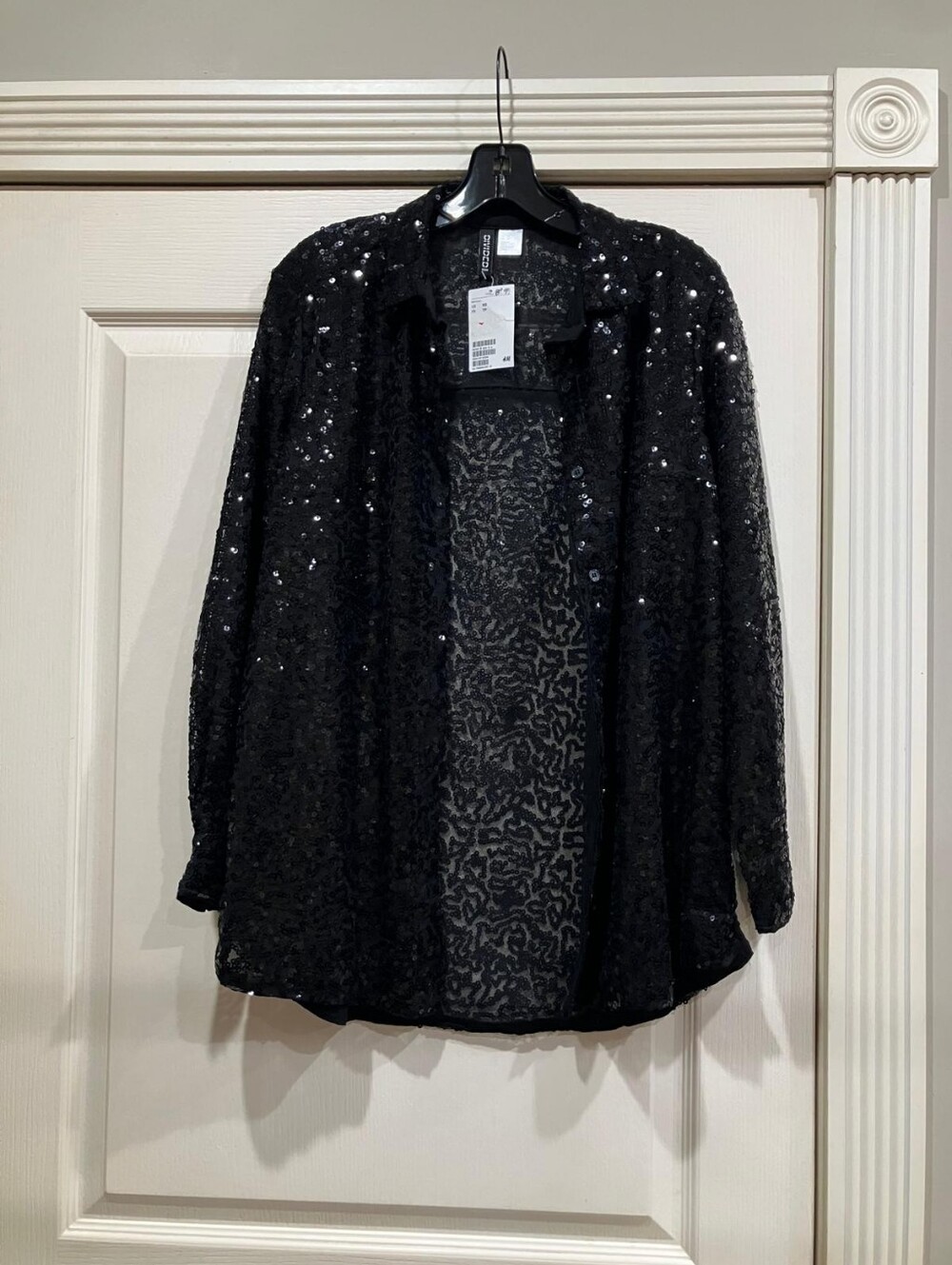 H&M Black Sequin Button-Down Shirt